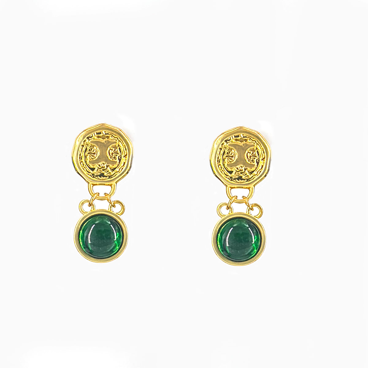 Striking green stone earring