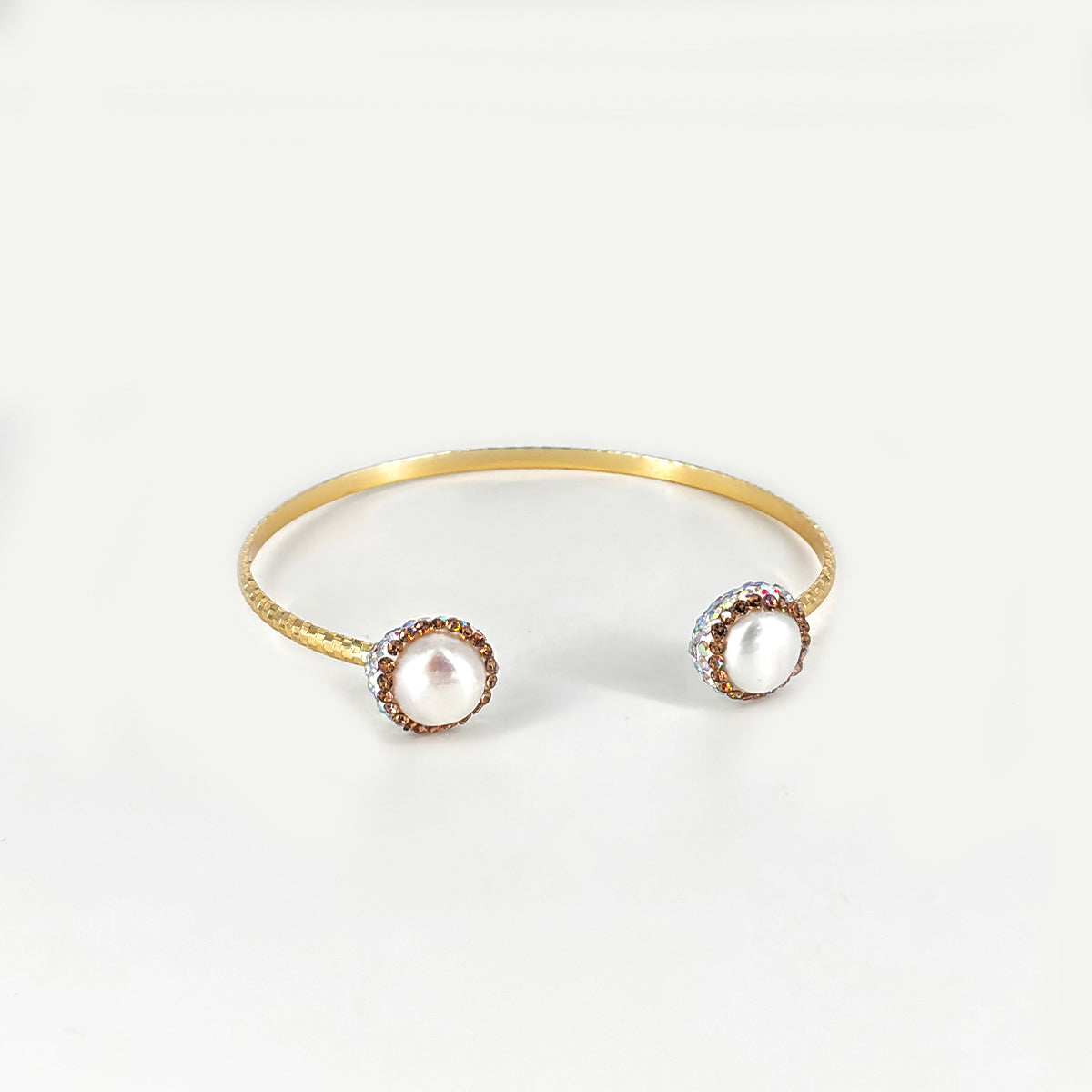 Gold and Pearl embellished open cuff bracelet