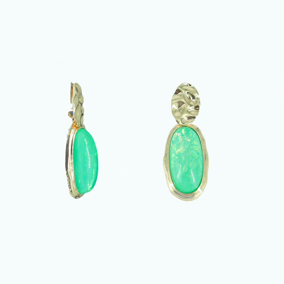 Ocean drop earring with gold top