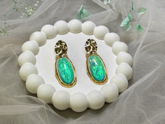 Ocean drop earring with gold top