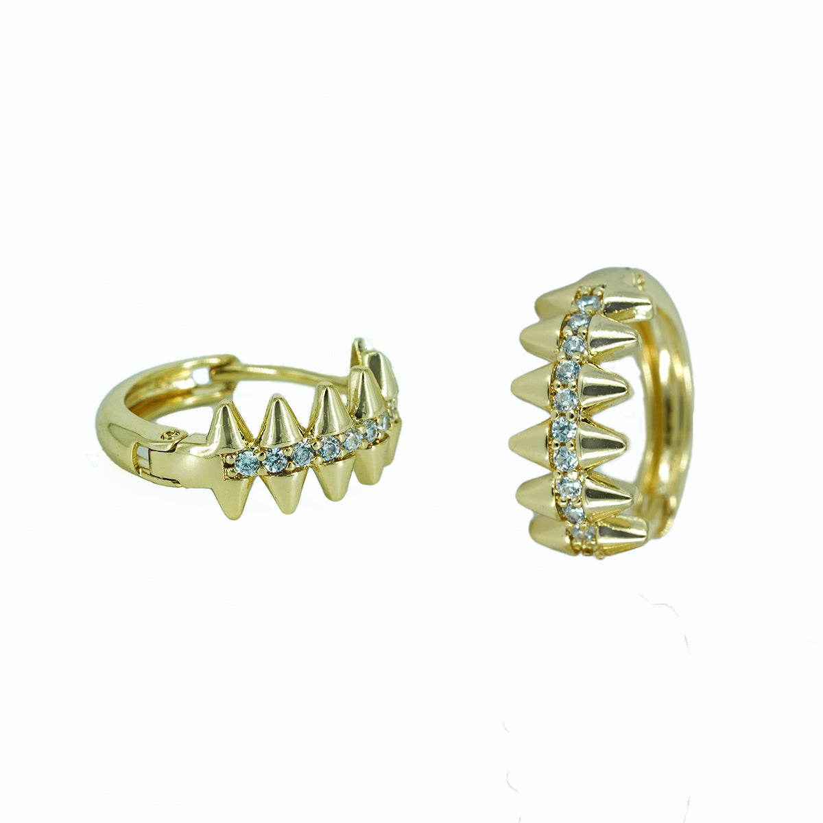 Gold stud earrings sharp edged