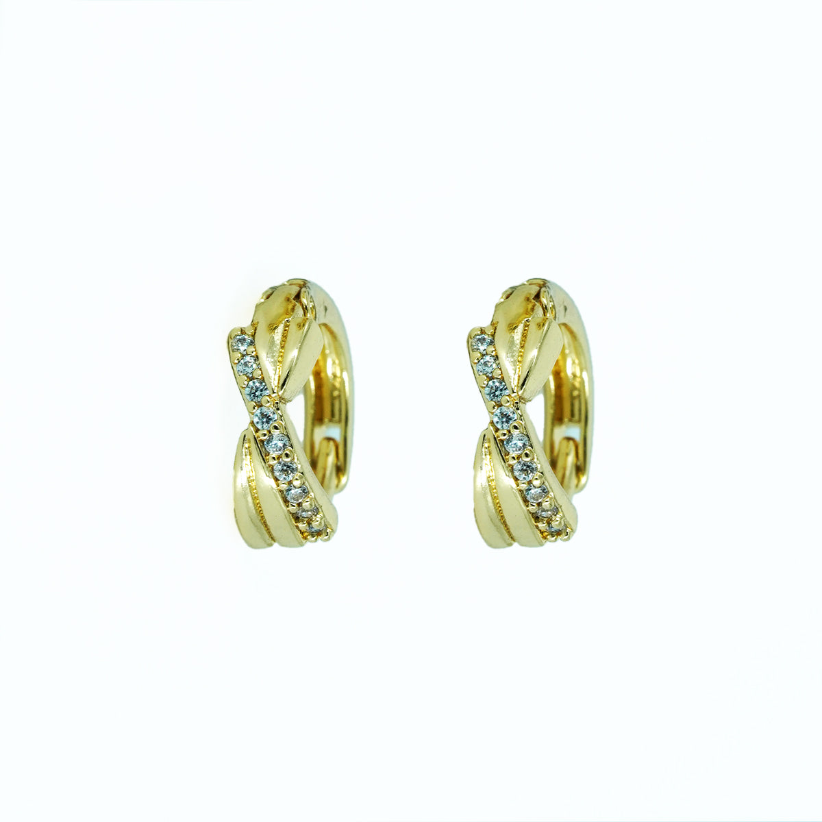 Gold and zircon stud earrings