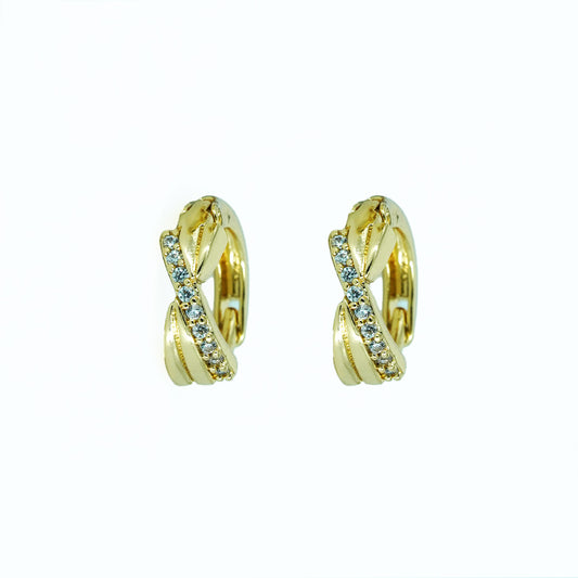 Gold and zircon stud earrings