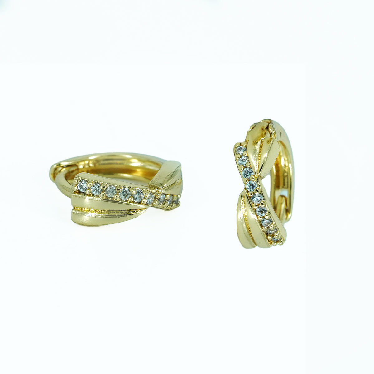 Gold and zircon stud earrings