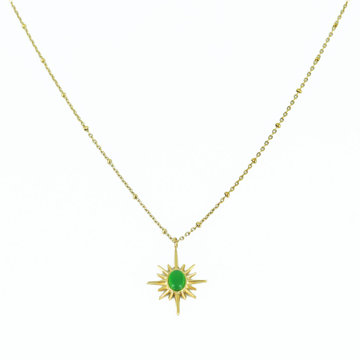 Radiant emerald and gold finish pendant chain