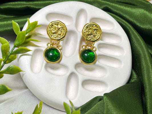 Striking green stone earring