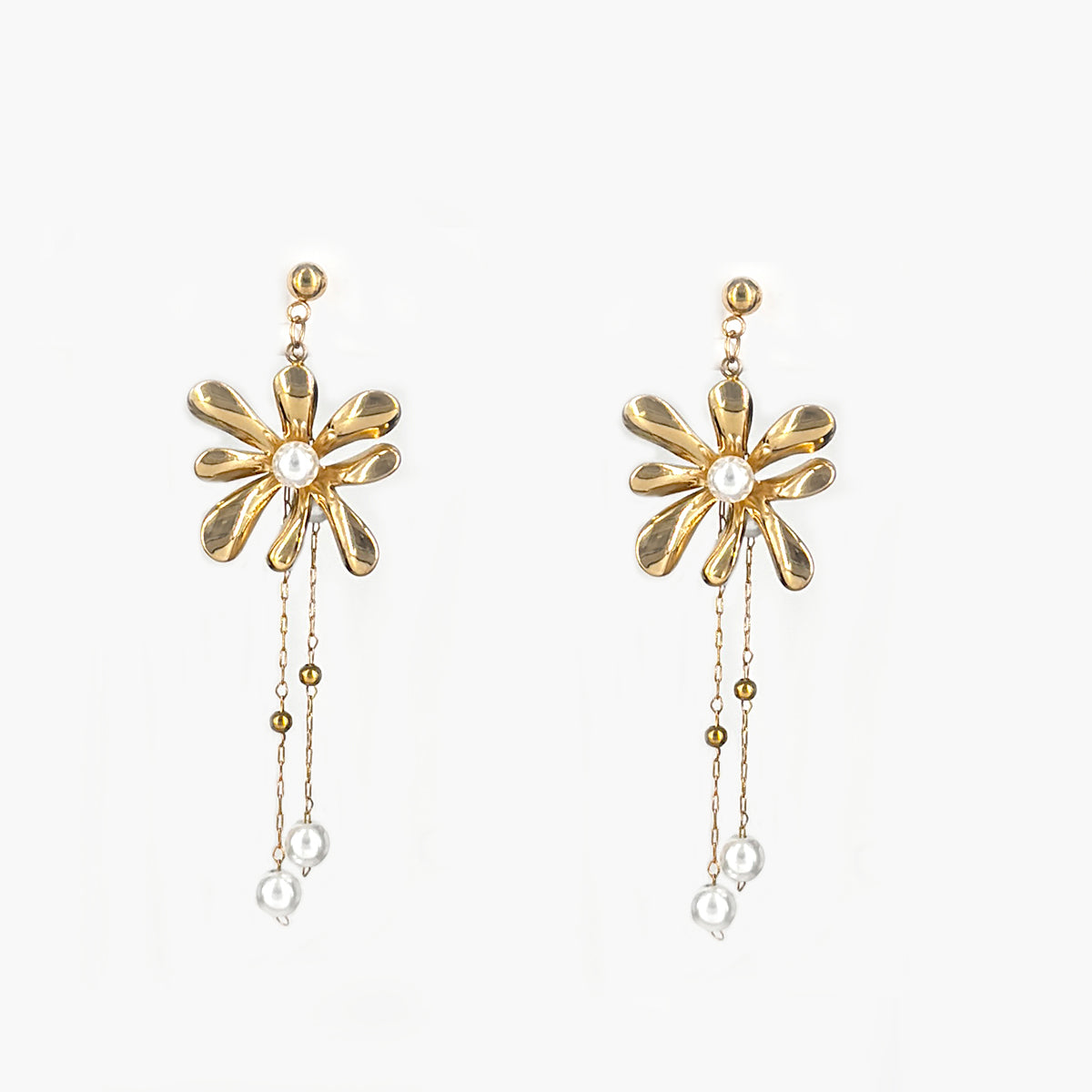 Floral design hanging loop earrings