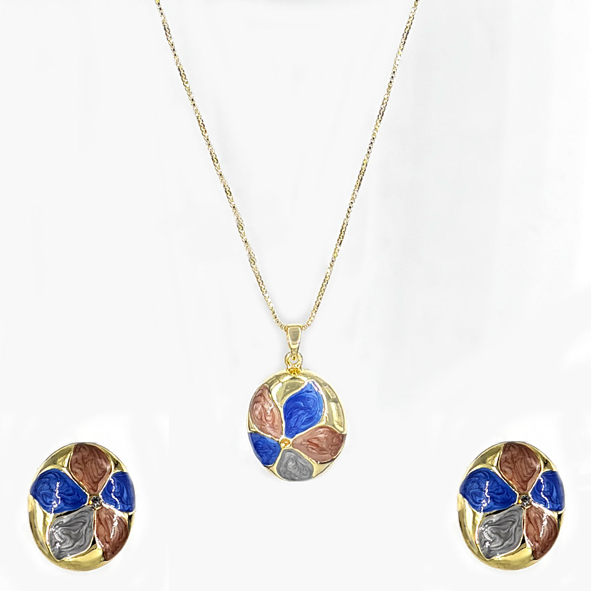 Boho-chic enamel pendant set