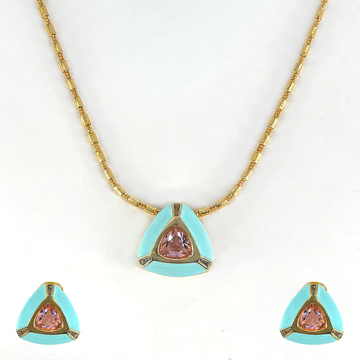 Turquoise gold pendant set