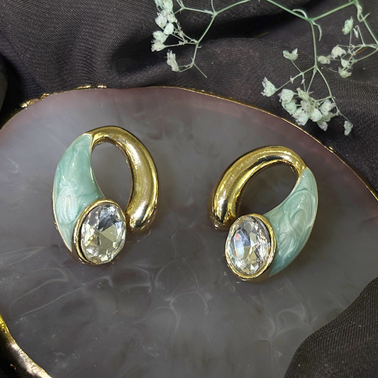 Turquoise and gold sparkling earrings