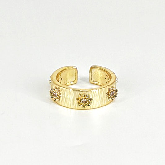 Sparkling zircon in gold finish ring