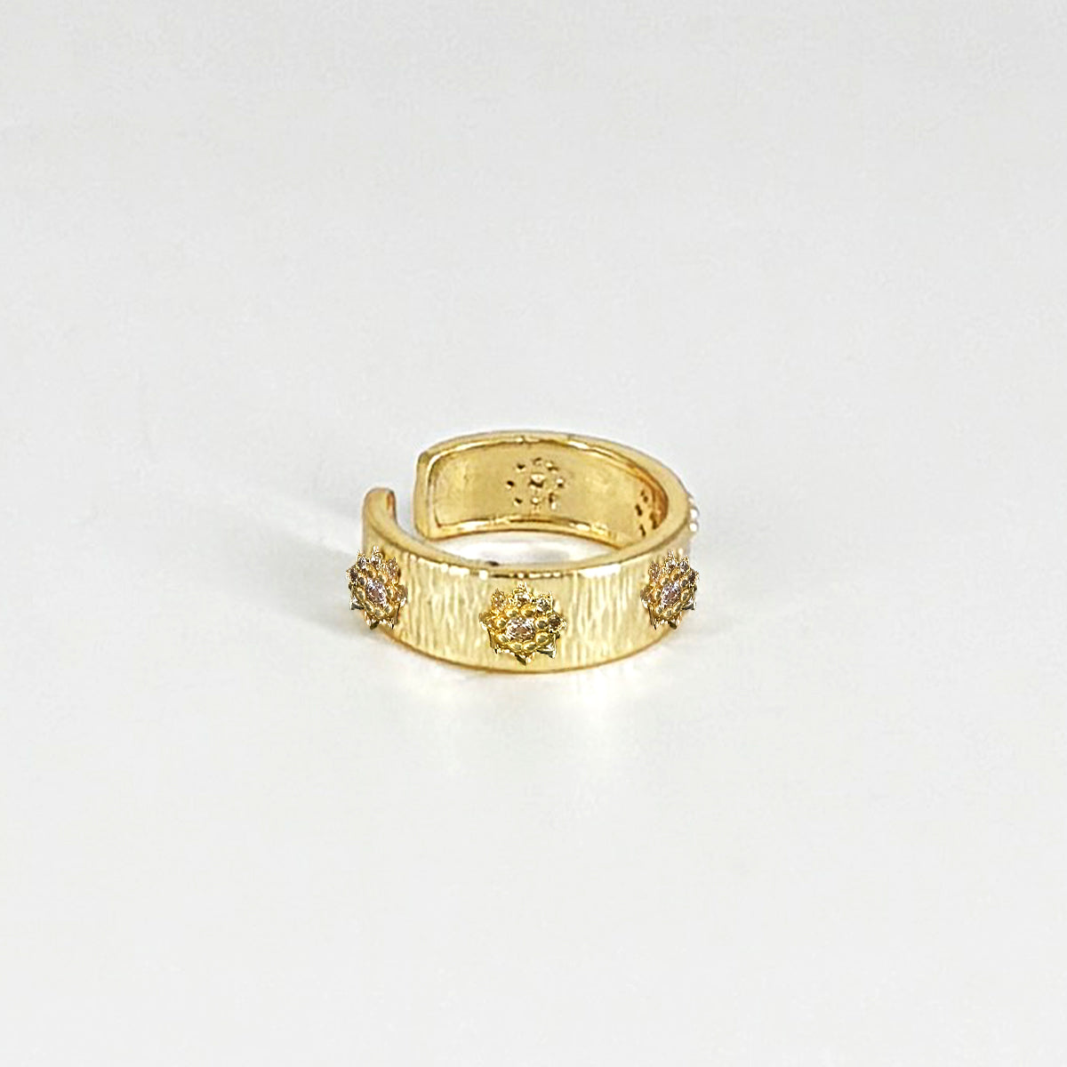 Sparkling zircon in gold finish ring