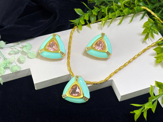 Turquoise gold pendant set
